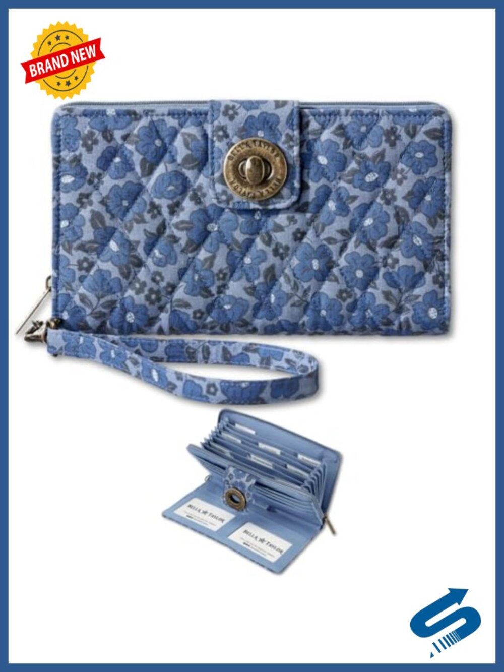 Quilted Cash System Wallet with Envelope Slots, RFID Protection, Detachable
